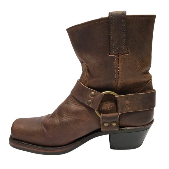 FRYE 8R Harness Short Boot Brown Oiled Leather Western Cowgirl Moto Engineer - Picture 5 of 10